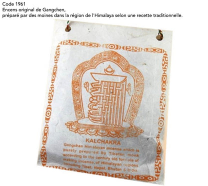 Encens original de chez 'Gangchen', en poudre*, sachet de 40 gr., préparé par des moines dans la région de l'Himalaya selon une recette traditionnelle.  Ingrédients 100% naturels !!