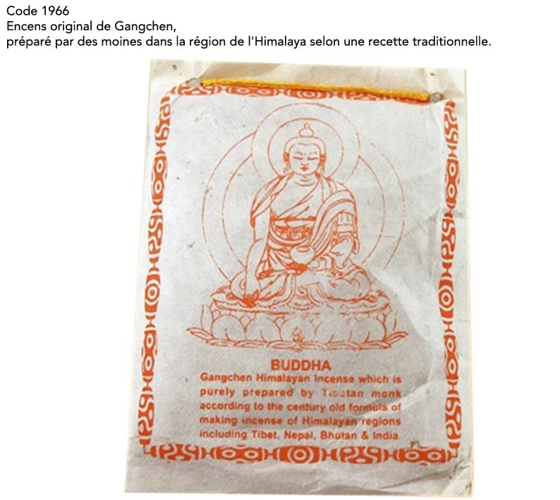 Encens original de chez 'Gangchen', en poudre*, sachet de 40 gr., préparé par des moines dans la région de l'Himalaya selon une recette traditionnelle.  Ingrédients 100% naturels !!