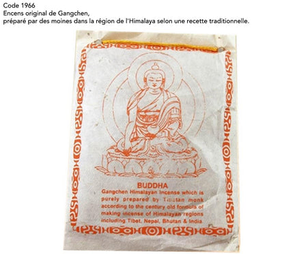 Encens original de chez 'Gangchen', en poudre*, sachet de 40 gr., préparé par des moines dans la région de l'Himalaya selon une recette traditionnelle.  Ingrédients 100% naturels !!
