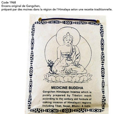 Encens original de chez 'Gangchen', en poudre*, sachet de 40 gr., préparé par des moines dans la région de l'Himalaya selon une recette traditionnelle.  Ingrédients 100% naturels !!