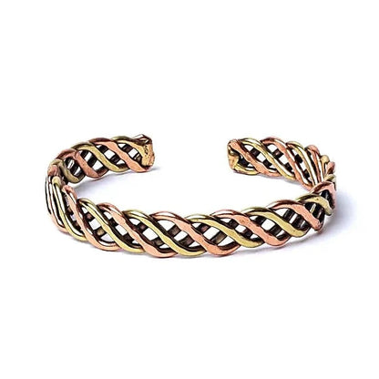 Bracelet tressé couleur bronze/or - Réglable ± 6,5 cm