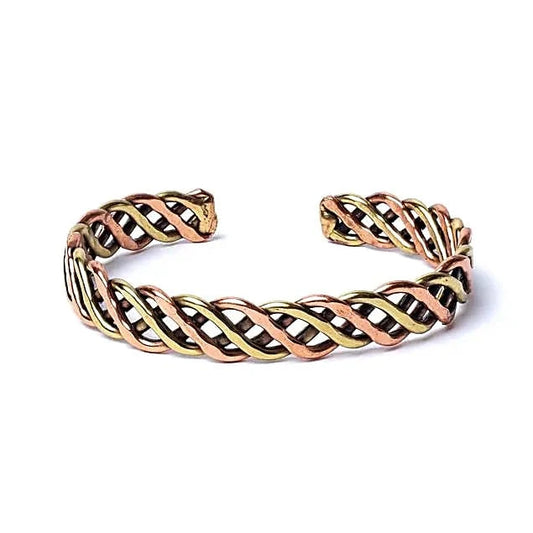 Bracelet tressé couleur bronze/or - Réglable ± 6,5 cm