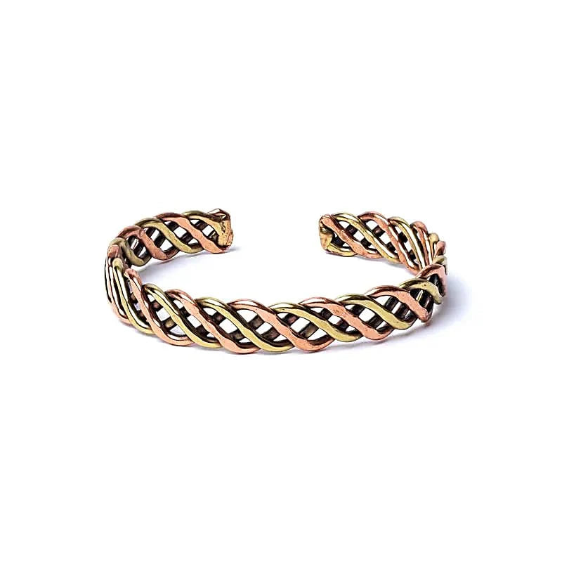 Bracelet tressé couleur bronze/or - Réglable ± 6,5 cm