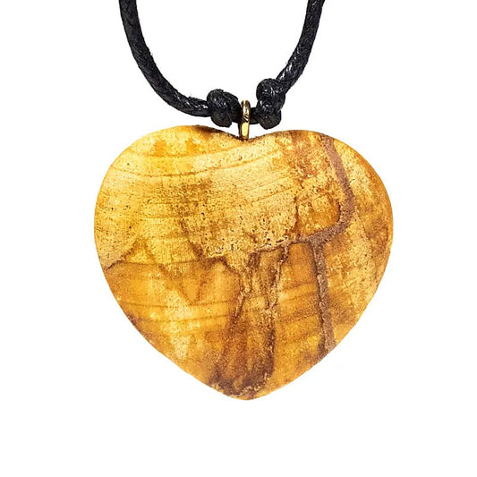 Palo Santo, pendentif en forme de coeur de 3,5 centimètres sur cordon ciré, taille ajustable (Longueur min / max 38 -70cm). Bois de source responsable. Fabriqué à la main !