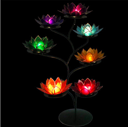 Supports en métal (32x42 cm) – Finitions vert ou or – Option 7 bougeoirs chakras, ensemble raffiné et complet !