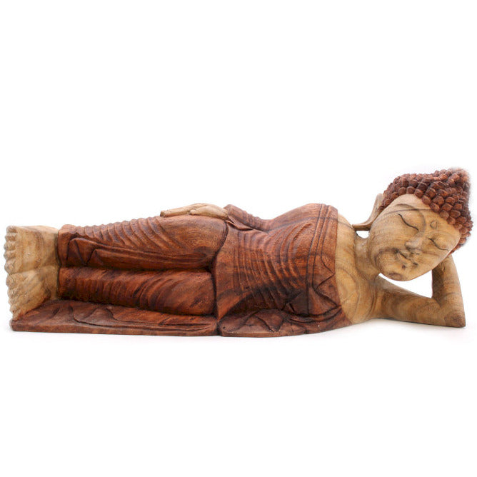 Bouddha Couché en Finition Naturelle – 50 cm de Douceur et d’Harmonie pour une Ambiance Zen, Spirituelle et Élégante !