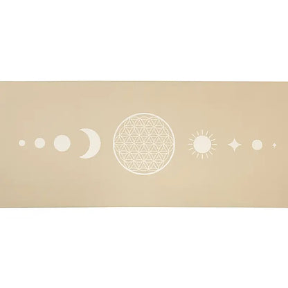 Tapis de Yoga TPE avec Fleur de Vie Beige -  61x183x0,5 cm – 0,920 kg | Souple, Léger et Antidérapant – Idéal pour Hatha & Yin Yoga