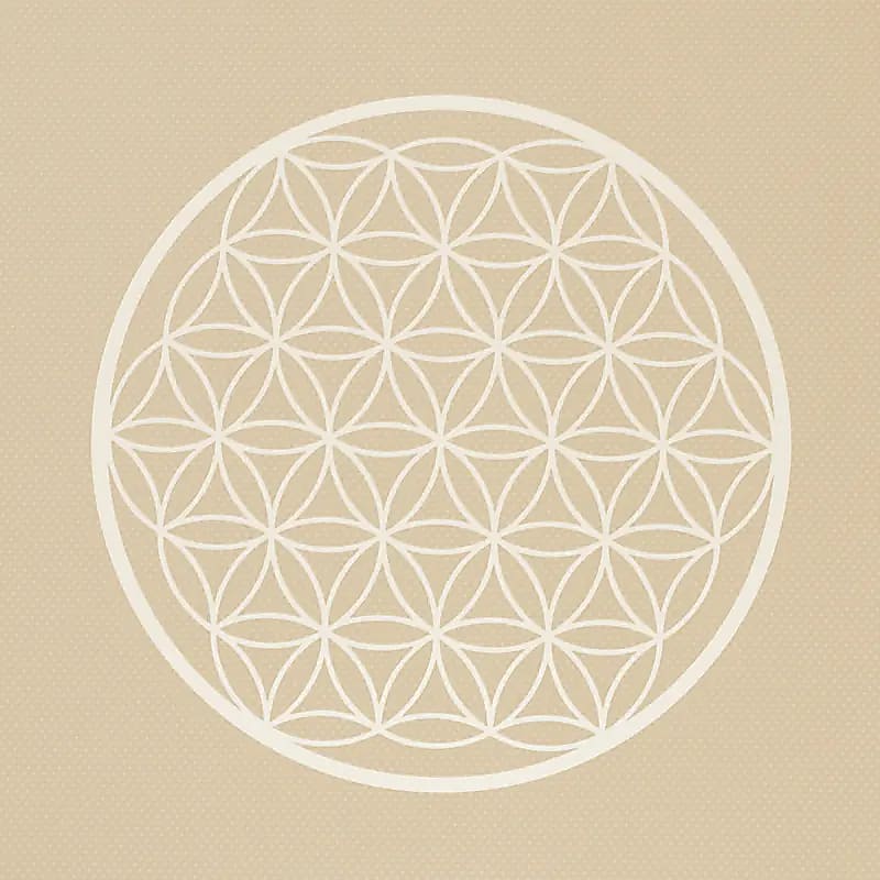 Tapis de Yoga TPE avec Fleur de Vie Beige -  61x183x0,5 cm – 0,920 kg | Souple, Léger et Antidérapant – Idéal pour Hatha & Yin Yoga
