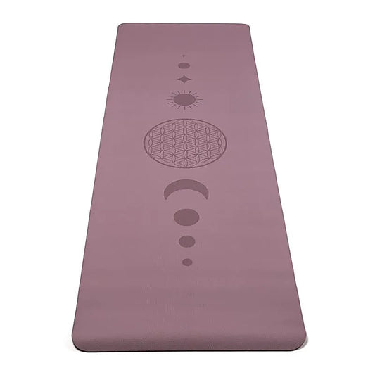 Tapis de Yoga TPE avec Fleur de Vie Lilas -  61x183x0,5 cm – 0,920 kg | Souple, Léger et Antidérapant – Idéal pour Hatha & Yin Yoga