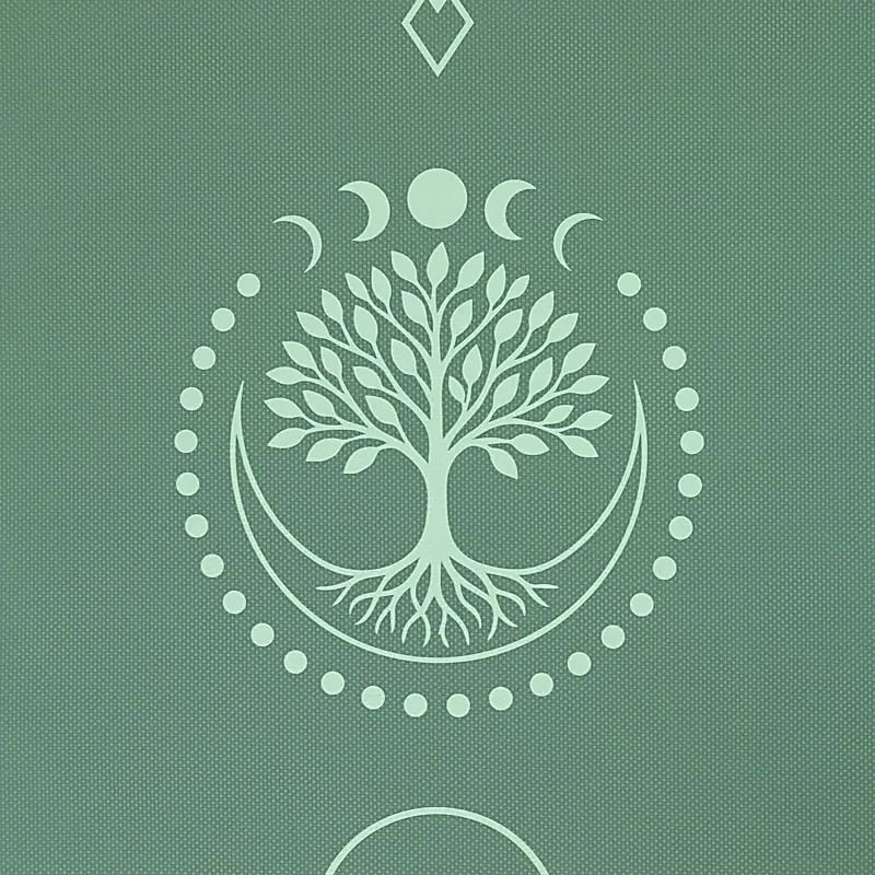 Tapis de Yoga TPE Vert avec Arbre de Vie -  61x183x0,5 cm – 0,920 kg | Souple, Léger et Antidérapant – Idéal pour Hatha & Yin Yoga