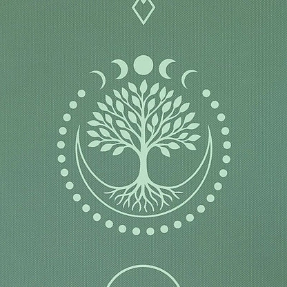 Tapis de Yoga TPE Vert avec Arbre de Vie -  61x183x0,5 cm – 0,920 kg | Souple, Léger et Antidérapant – Idéal pour Hatha & Yin Yoga