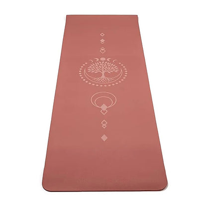 Tapis de Yoga TPE avec Arbre de Vie Marron -  61x183x0,5 cm – 0,920 kg | Souple, Léger et Antidérapant – Idéal pour Hatha & Yin Yoga
