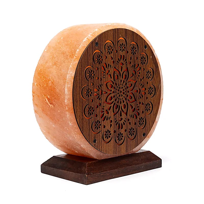 Lampe en sel, modèle Mandala de 22 cm - 5,5 kg - Cette lampe allie beauté et énergie !