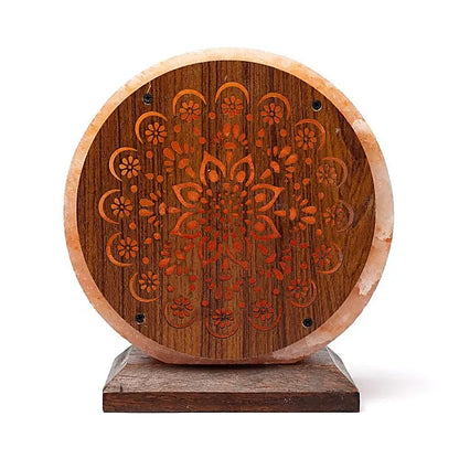 Lampe en sel, modèle Mandala de 22 cm - 5,5 kg - Cette lampe allie beauté et énergie !