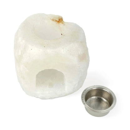 Brûle-parfum en cristal de sel – Diffuseur d’huiles essentielles avec bougie chauffe-plat