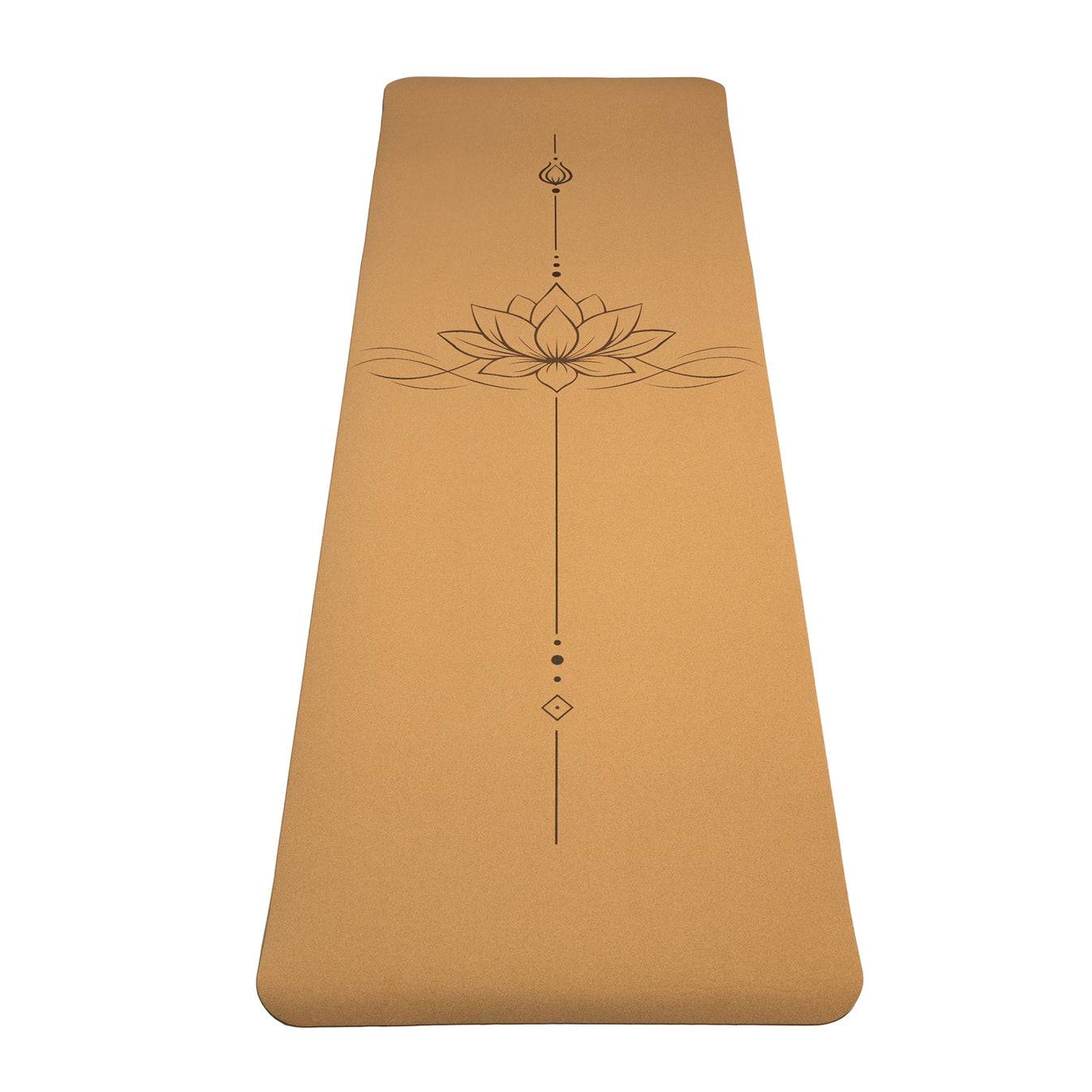 Tapis de yoga en liège / TPE de chez  Yogi & Yogini, avec motif du lotus - 61x183x0.5 cm