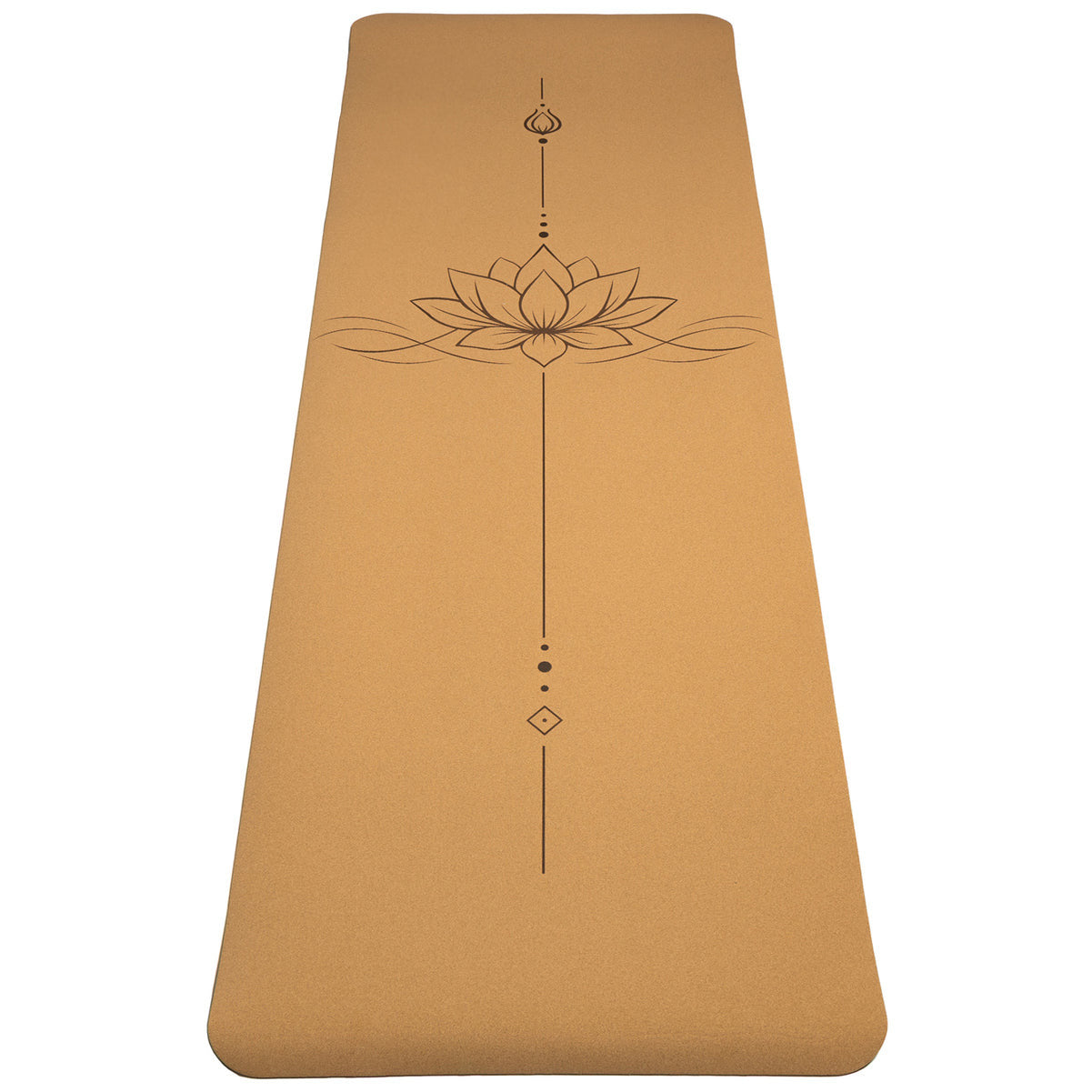 Tapis de yoga en liège / TPE de chez  Yogi & Yogini, avec motif du lotus - 61x183x0.5 cm