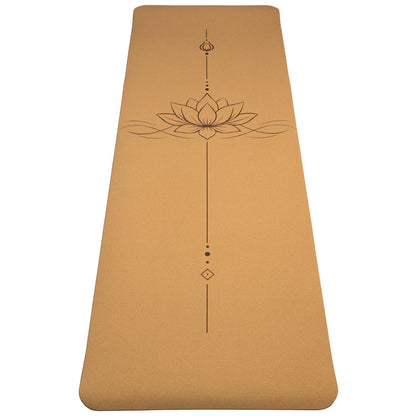 Tapis de yoga en liège / TPE de chez  Yogi & Yogini, avec motif du lotus - 61x183x0.5 cm