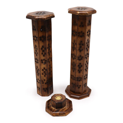 Porte-encens en bois en bois de manguier – Idéal pour cônes, bâtons – 8x8x30,5 cm - 0,255 Kg