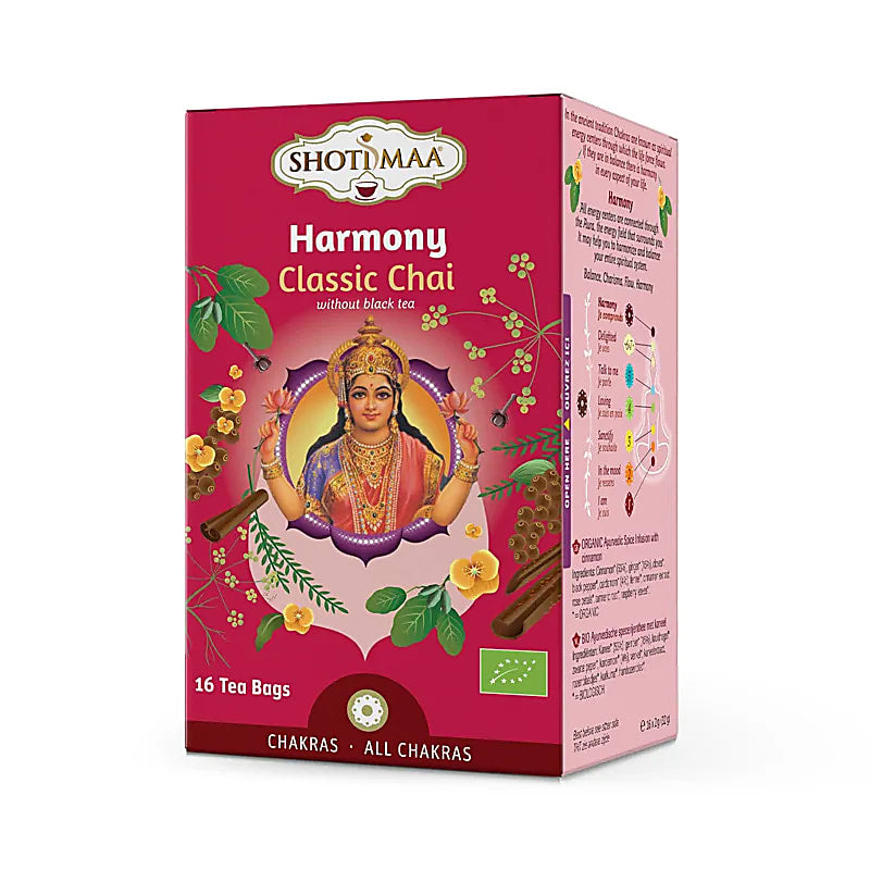 Infusion et thé Bio. de chez 'Shoti Maa', thé ayurvédique aux épices. 7 parfums au choix, 32 grammes / 16 sachets par boîte. Qualité reconnue !