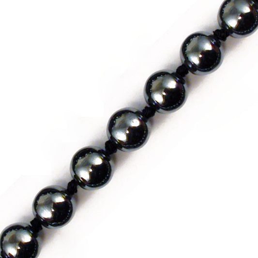 Hématite, collier dit 'nouée' avec perles de 8 mm. 50 cm - 3 finitions au choix pour le fermoir, Argent, laiton doré ou argenté !