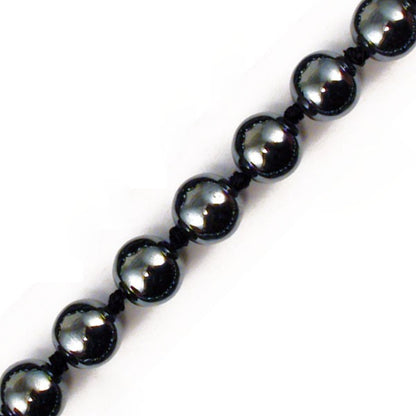 Hématite, collier dit 'nouée' avec perles de 8 mm. 50 cm - 3 finitions au choix pour le fermoir, Argent, laiton doré ou argenté !