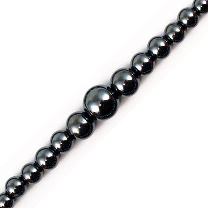 Hématite, collier 'Chute' en perles rondes de 4 à 10 mm. 3 finitions au choix pour le fermoir, Argent, laiton doré et argenté) !