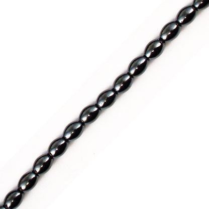 Hématite, bracelet ou collier de perles 'olive' de 4x6 ou 6x9 mm - 3 finitions au choix pour le fermoir, Argent, laiton doré ou argenté !