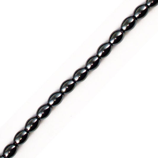 Hématite, bracelet ou collier de perles 'olive' de 4x6 ou 6x9 mm - 3 finitions au choix pour le fermoir, Argent, laiton doré ou argenté !