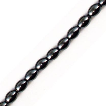 Hématite, bracelet ou collier de perles 'olive' de 4x6 ou 6x9 mm - 3 finitions au choix pour le fermoir, Argent, laiton doré ou argenté !