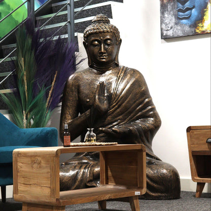 Statue Grand Bouddha Doré Antique en Méditation – 1,50 m de Sérénité et de Majesté !