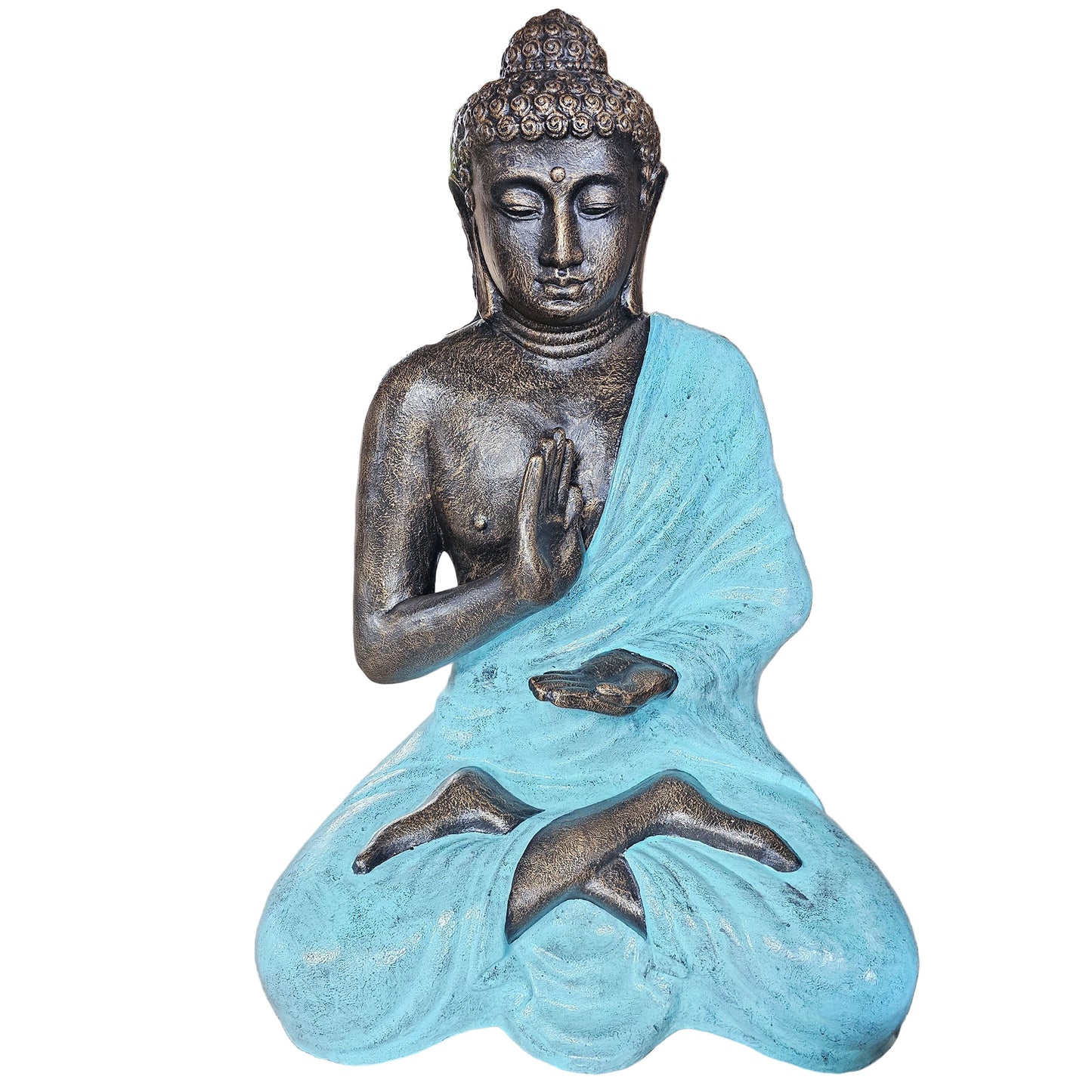 Statue de Bouddha en Méditation - Finition Antique Turquoise – 1,50 m de Sérénité et de Majesté !