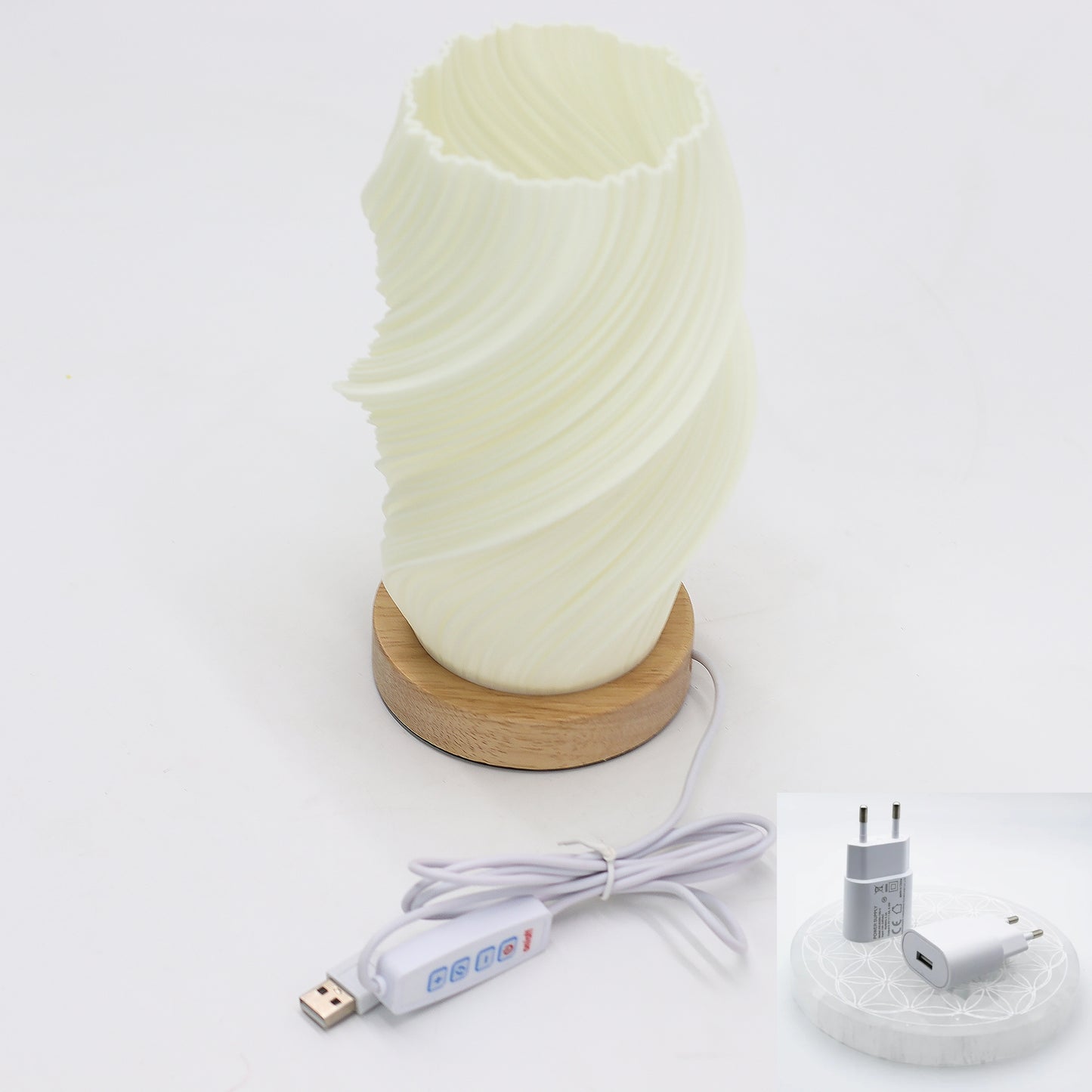 'New Wave' Lamp – 3 Modes – Twisted Cloud – 21x10x10cm – 280g | USB or optional mains/USB adapter