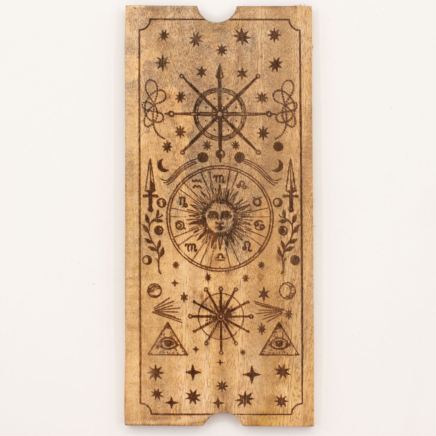 Boîte à tarot à quatre sections pour tirage et rangement structuré - Fait en bois de manguier - 25 x 15 x 5 cm