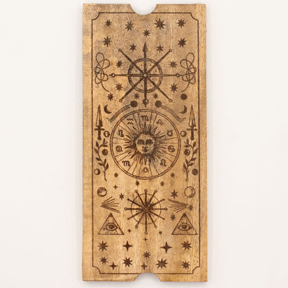 Boîte à tarot à quatre sections pour tirage et rangement structuré - Fait en bois de manguier - 25 x 15 x 5 cm
