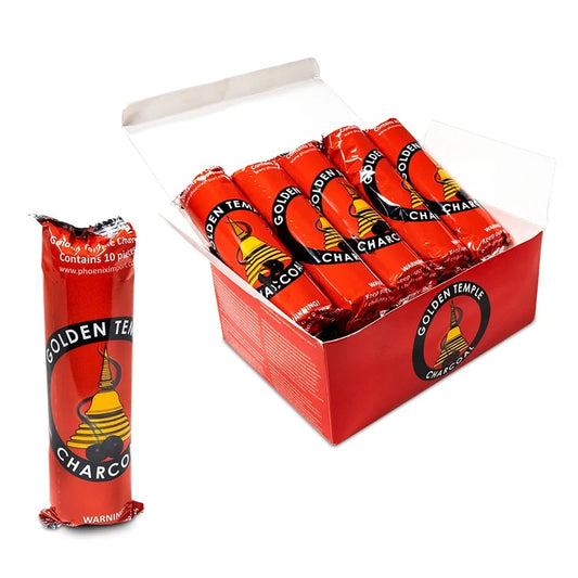 Boîte de tablettes de charbon de bois 'Golden Temple', pour brûler en toute sécurité de la résine et de la poudre d'encens !
