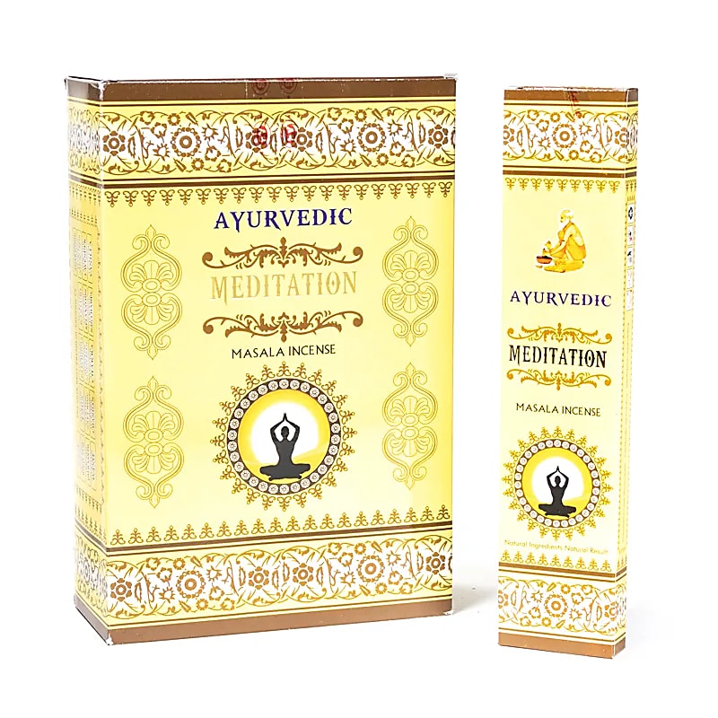 Encens ayurvédique 'Masala Incense', 12 parfums au choix, 100% naturel et roulé à la main. Boîte de 12x15 bâtons. Combustion ±60 min !