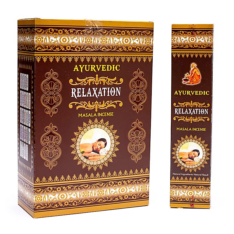 Encens ayurvédique 'Masala Incense', 12 parfums au choix, 100% naturel et roulé à la main. Boîte de 12x15 bâtons. Combustion ±60 min !
