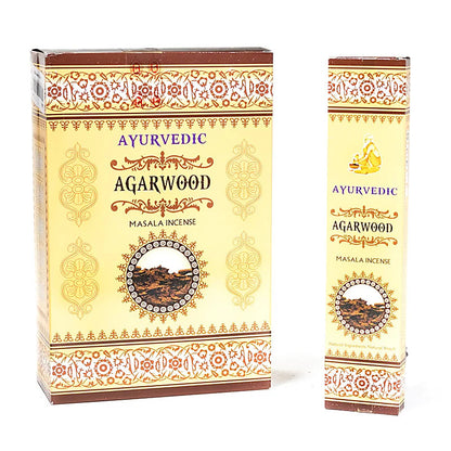 Encens ayurvédique 'Masala Incense', 12 parfums au choix, 100% naturel et roulé à la main. Boîte de 12x15 bâtons. Combustion ±60 min !
