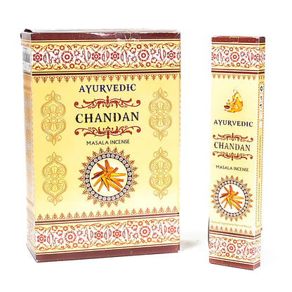 Encens ayurvédique 'Masala Incense', 12 parfums au choix, 100% naturel et roulé à la main. Boîte de 12x15 bâtons. Combustion ±60 min !