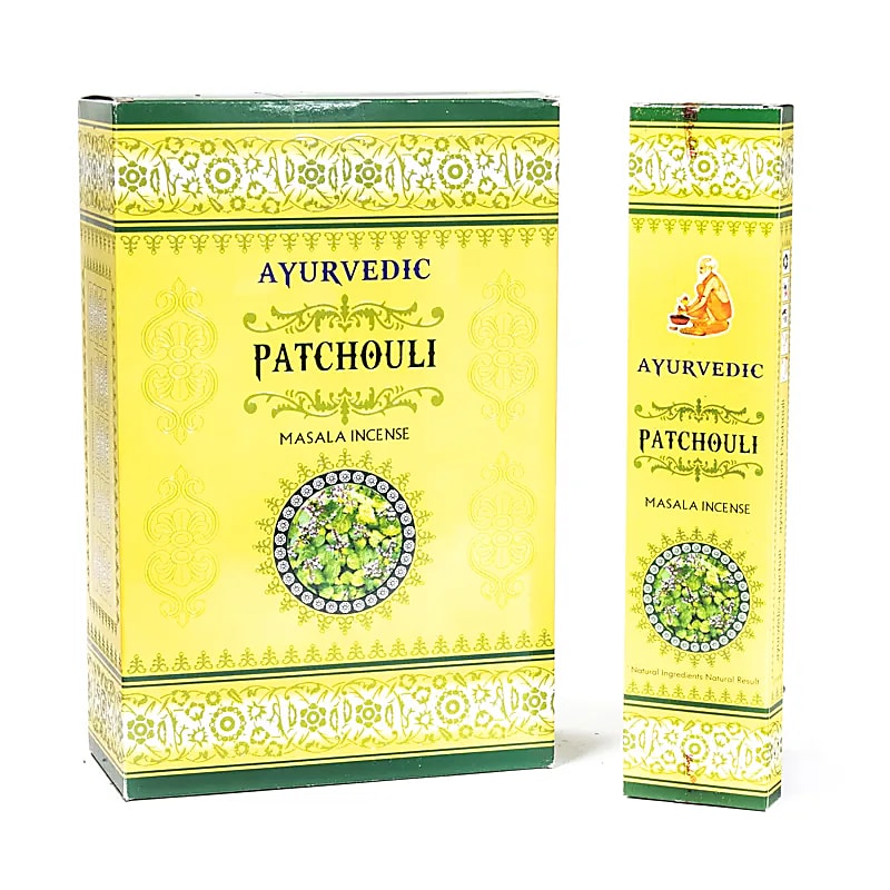 Encens ayurvédique 'Masala Incense', 12 parfums au choix, 100% naturel et roulé à la main. Boîte de 12x15 bâtons. Combustion ±60 min !