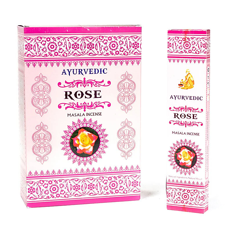 Encens ayurvédique 'Masala Incense', 12 parfums au choix, 100% naturel et roulé à la main. Boîte de 12x15 bâtons. Combustion ±60 min !