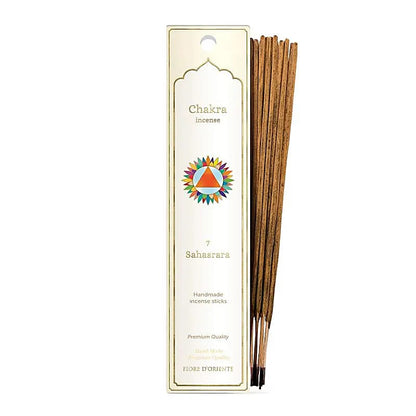 Encens 'Fiore d'Oriente', série 7 Chakras - 20 bâtons par boîte, durée 60 à 70 min chacun. Qualité artisanale exceptionnelle !