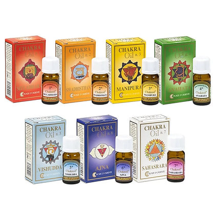 Ensemble de 7 huiles essentielles 100% naturelles suivant les 7 chakras - En set ou à l'unité - Préparé suivant les anciens principes de la médecine holistique