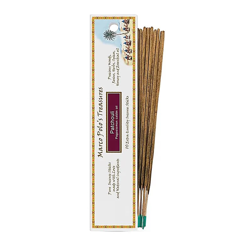 Encens 'Marco Polo's Treasures' – Fiore d'Oriente. 100% naturel, 18 parfums au choix. 10 bâtons de 23 cm, 60 à 80 min de combustion. Qualité parfaite !