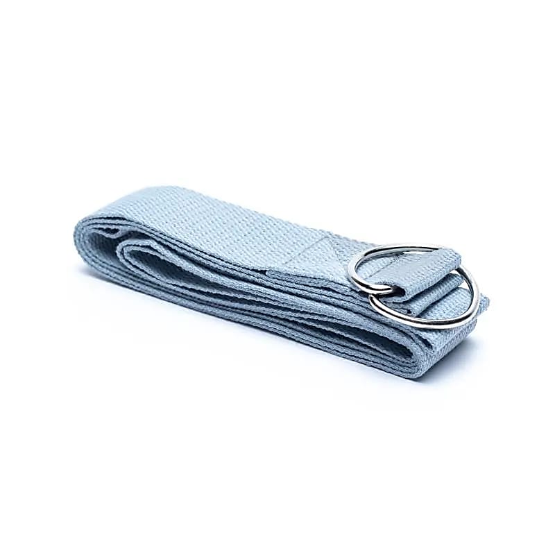Sélection de ceinture de maintien de yoga fabriqué en coton biologique robuste avec une fermeture à anneau en D qui rend la ceinture facile à ajuster. Taille 184x4 centimètres - Poids 85 grammes