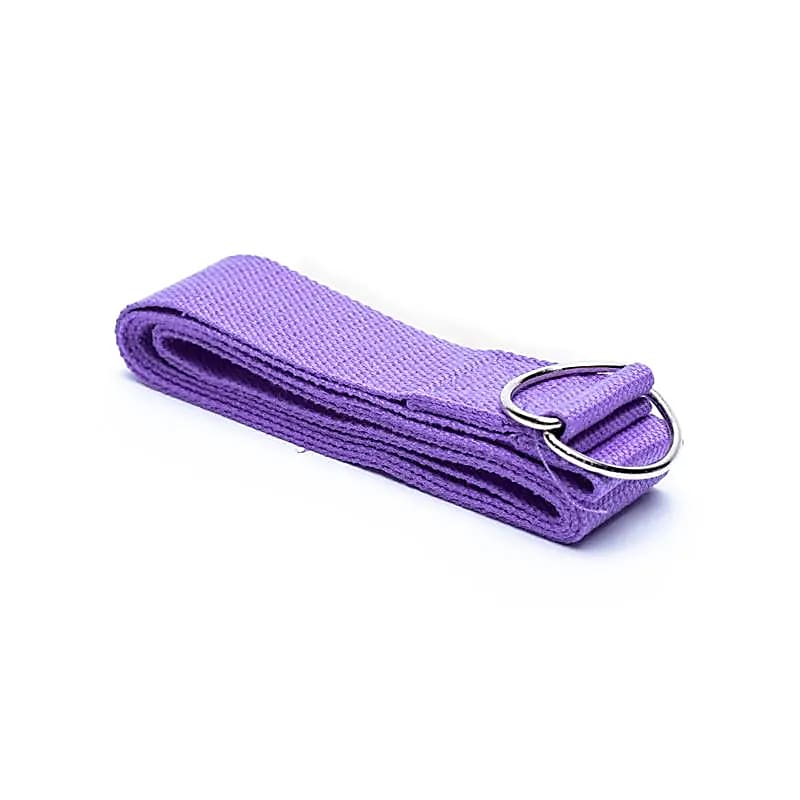 Sélection de ceinture de maintien de yoga fabriqué en coton biologique robuste avec une fermeture à anneau en D qui rend la ceinture facile à ajuster. Taille 184x4 centimètres - Poids 85 grammes