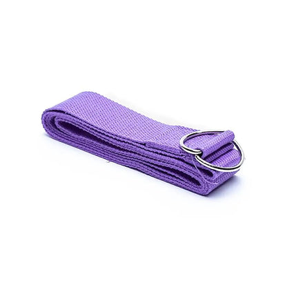 Sélection de ceinture de maintien de yoga fabriqué en coton biologique robuste avec une fermeture à anneau en D qui rend la ceinture facile à ajuster. Taille 184x4 centimètres - Poids 85 grammes