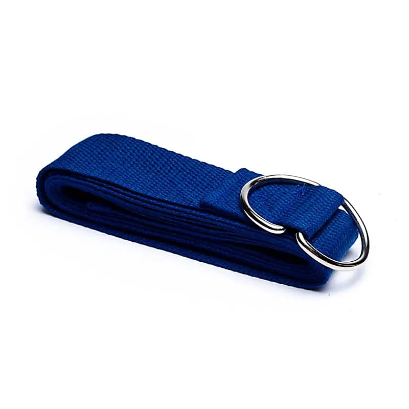 Sélection de ceinture de maintien de yoga fabriqué en coton biologique robuste avec une fermeture à anneau en D qui rend la ceinture facile à ajuster. Taille 184x4 centimètres - Poids 85 grammes