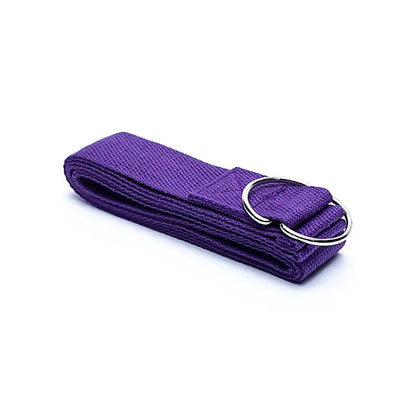 Sélection de ceinture de maintien de yoga fabriqué en coton biologique robuste avec une fermeture à anneau en D qui rend la ceinture facile à ajuster. Taille 184x4 centimètres - Poids 85 grammes